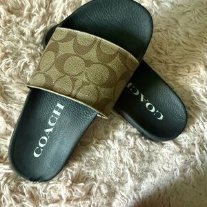 Coach Black Slides with Brown Accents